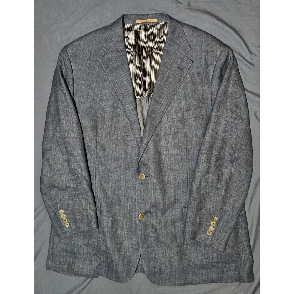 CORNELIANI Blue‎ Wool/Silk/Linen 2Btn EU 60L UK,US 50L Blazer Jacket